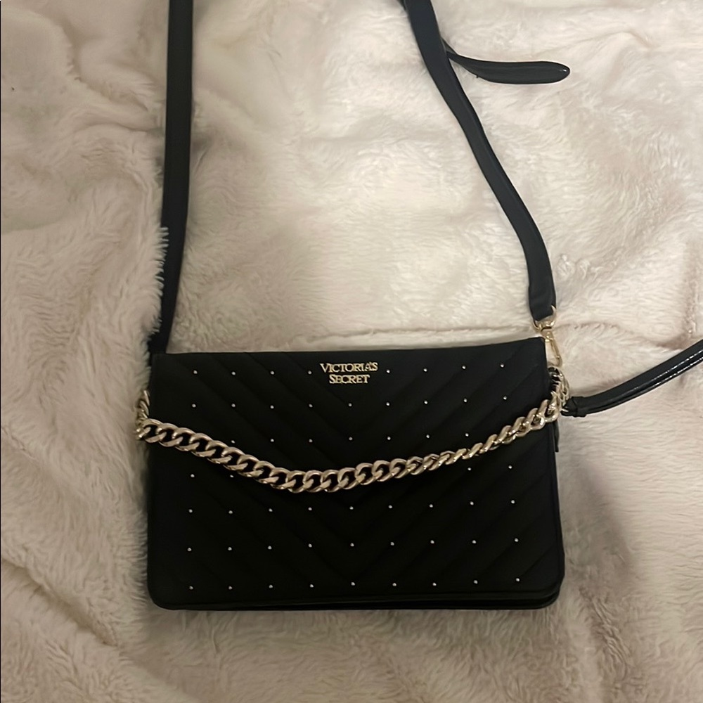 Victoria's Secret Black Crossbody Bag with Chain Strap